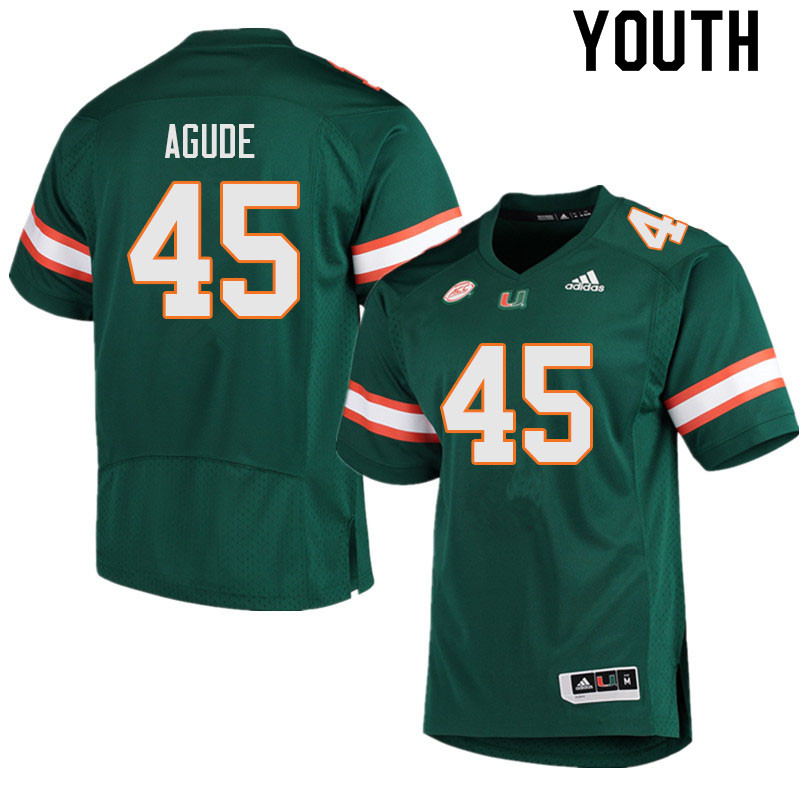 Youth #45 Mitchell Agude Miami Hurricanes College Football Jerseys Sale-Green - Click Image to Close